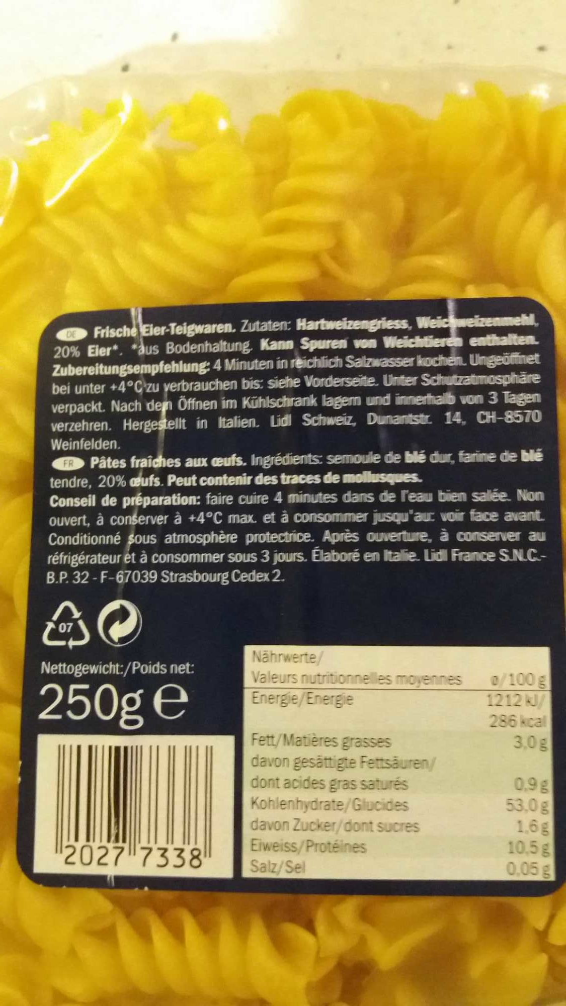 Egg Fusilli pasta