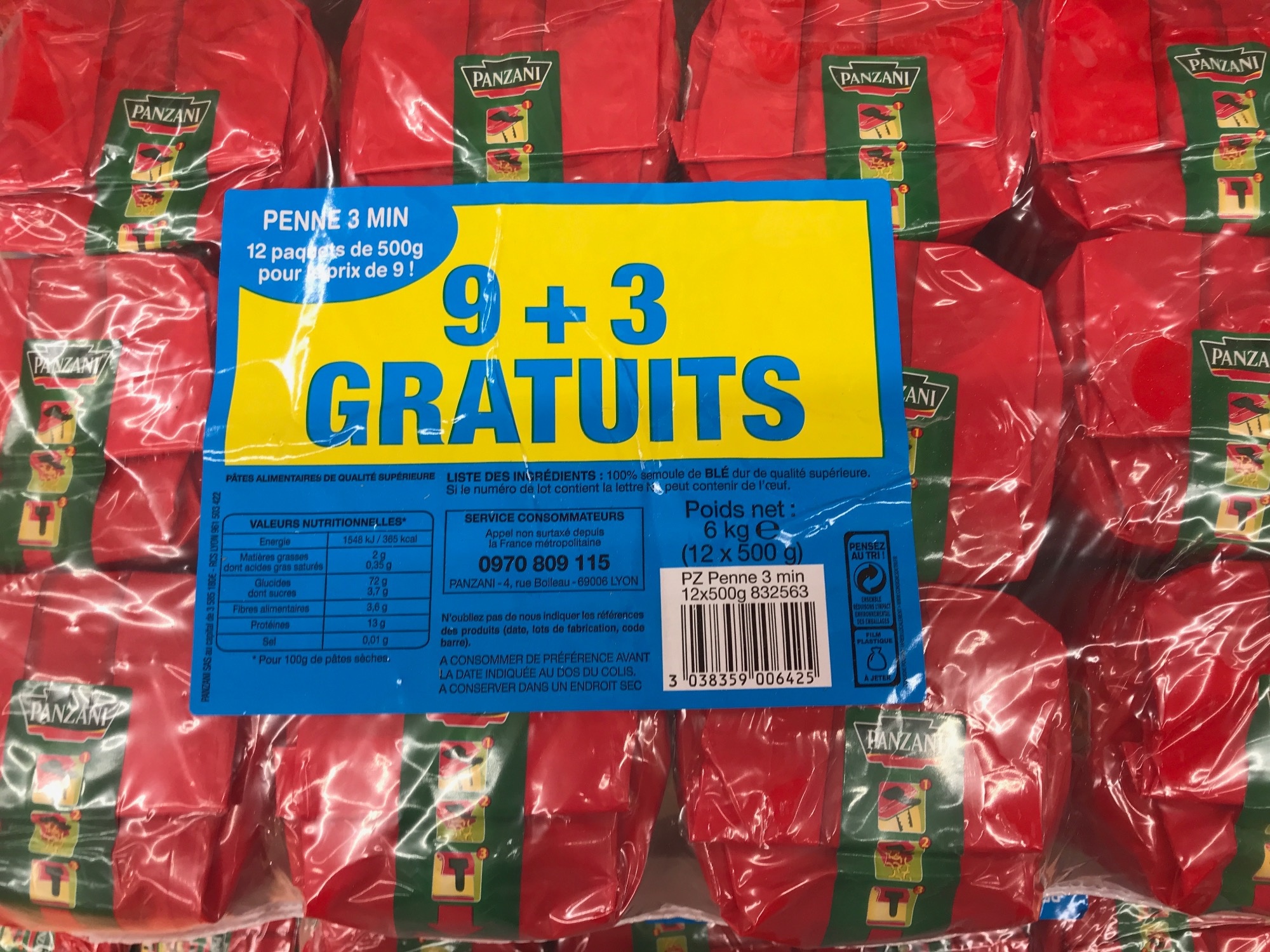 Penne 3 minutes (9+3 gratuits)