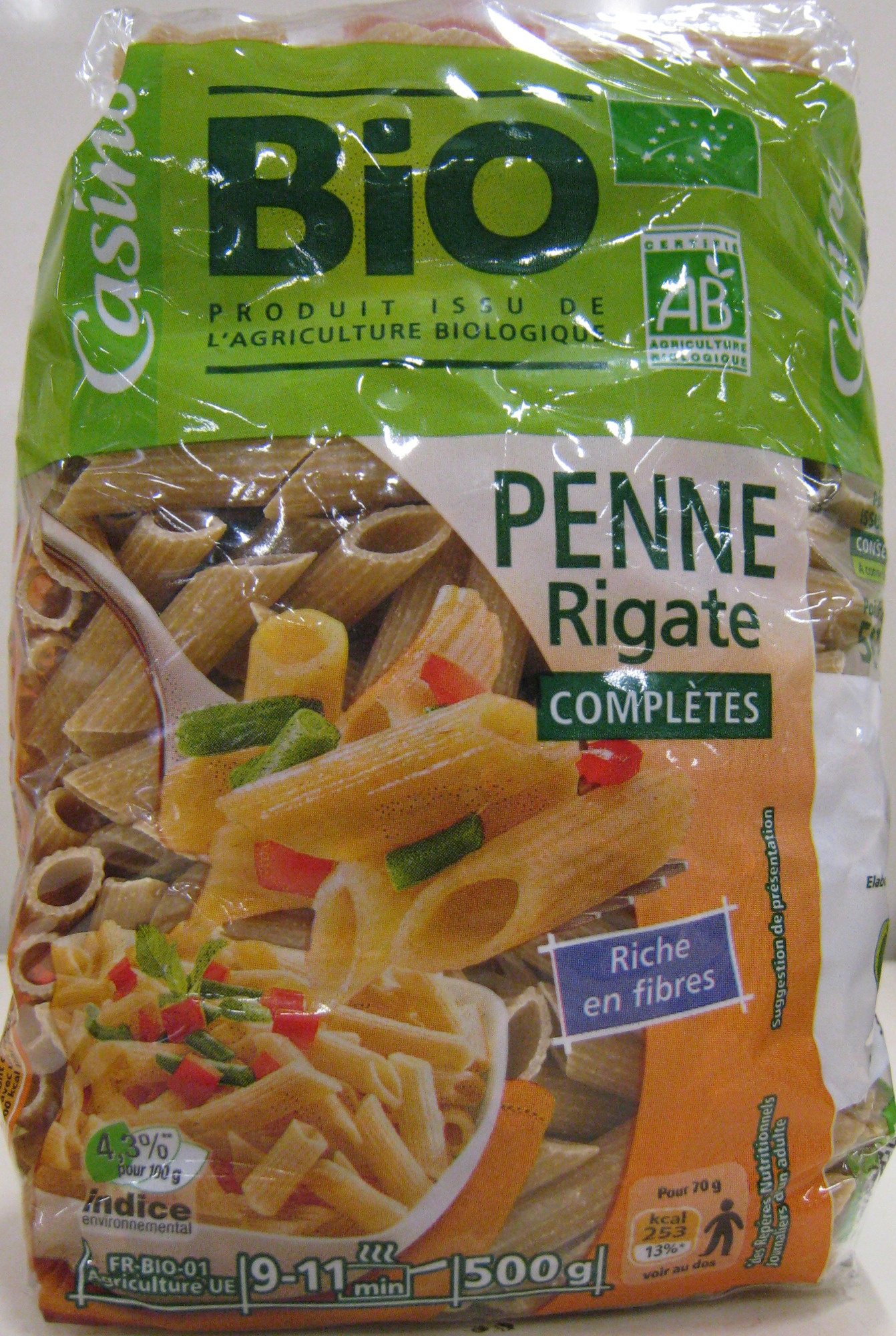 Penne Rigate au blé complet bio