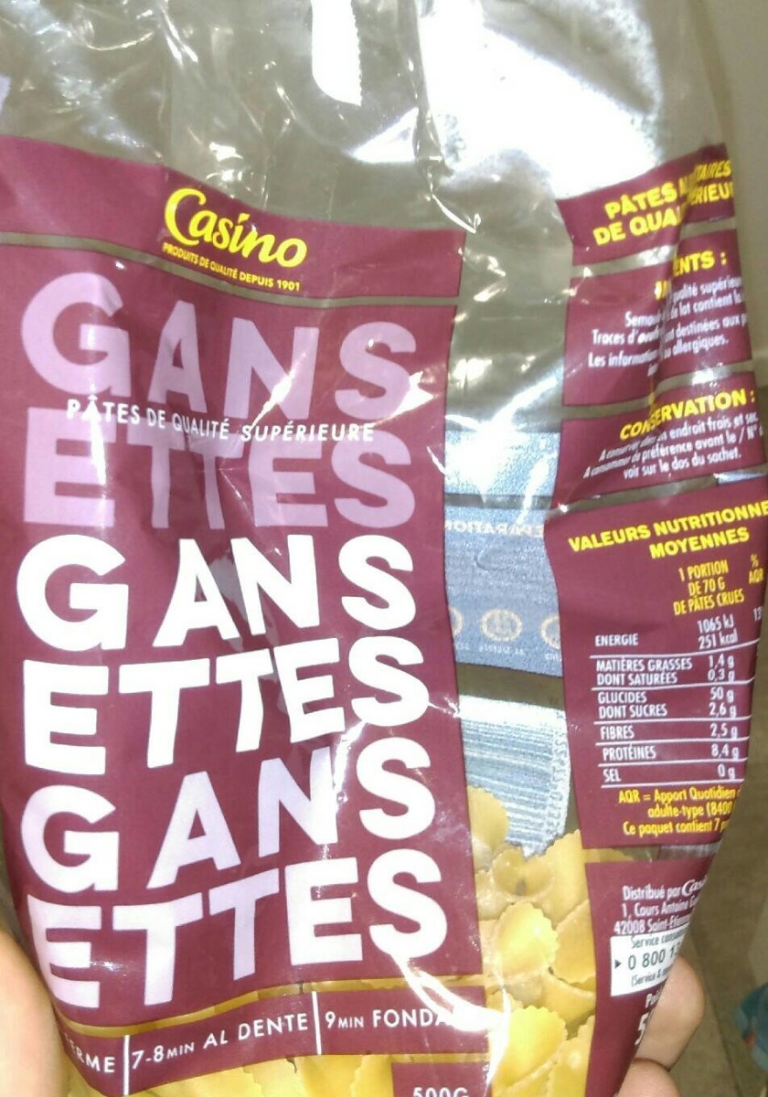 GANSETTES Pates de Qualité Supérieure