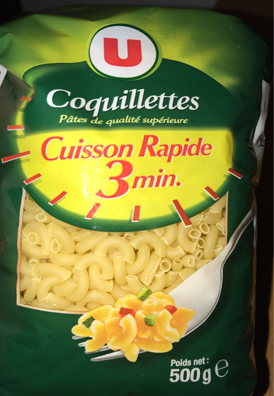 Pâtes Coquillette cuisson rapide sachet de 500g