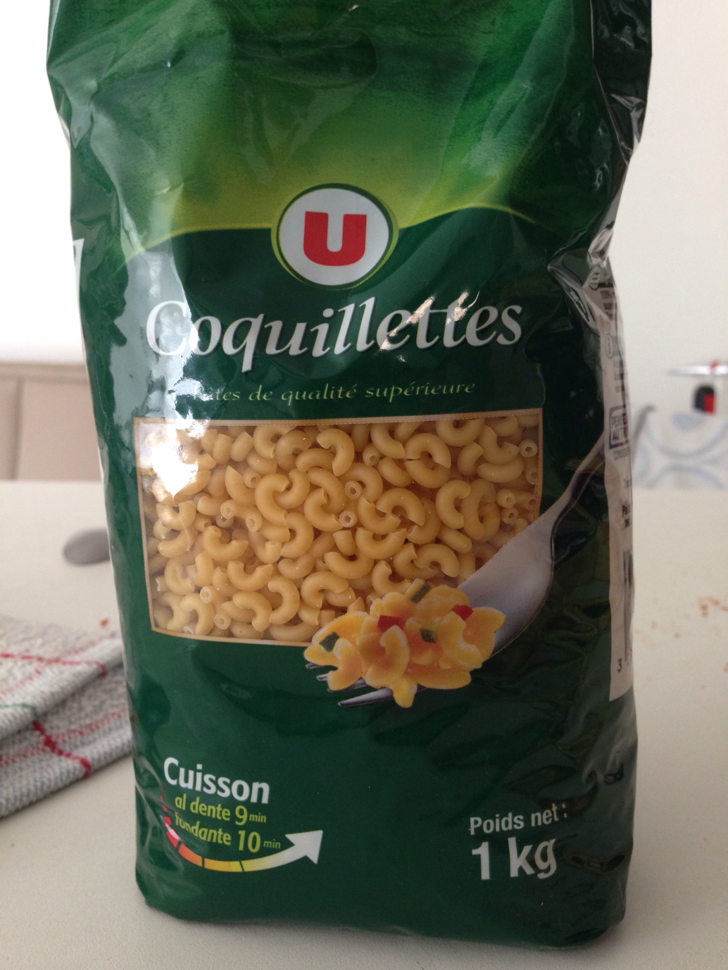 Pâtes Coquillettes qualité supérieure, 1kg