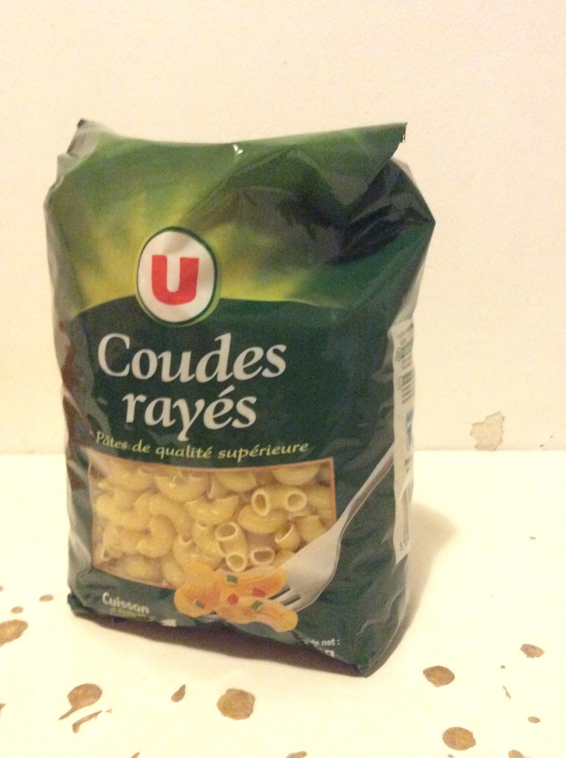 Pâtes Coudes rayés qualité supérieure, sachet de 1kg