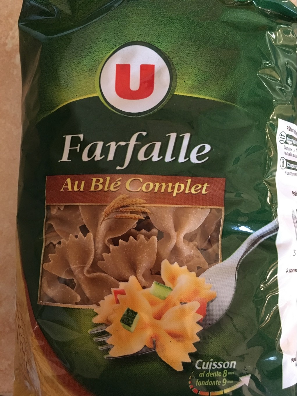 Pâtes Farfalle blé complet sachet 500g