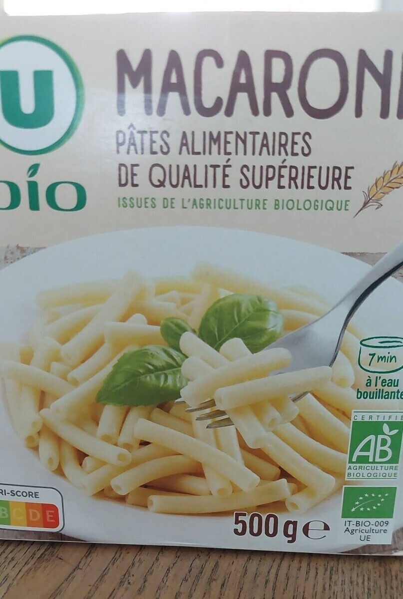 Pâtes Macaroni, étui carton de 500g