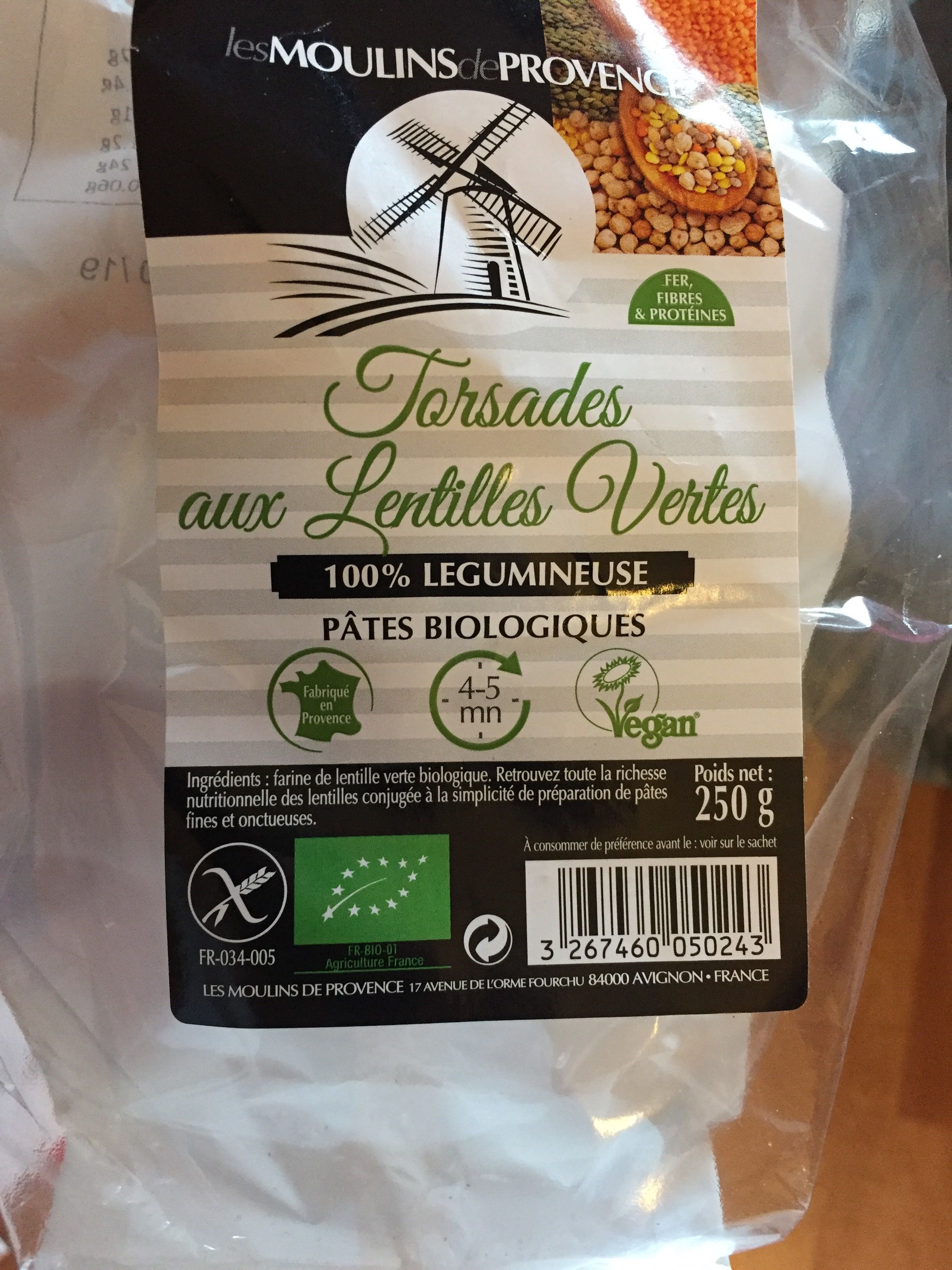 Torsades bio 100% lentilles vertes