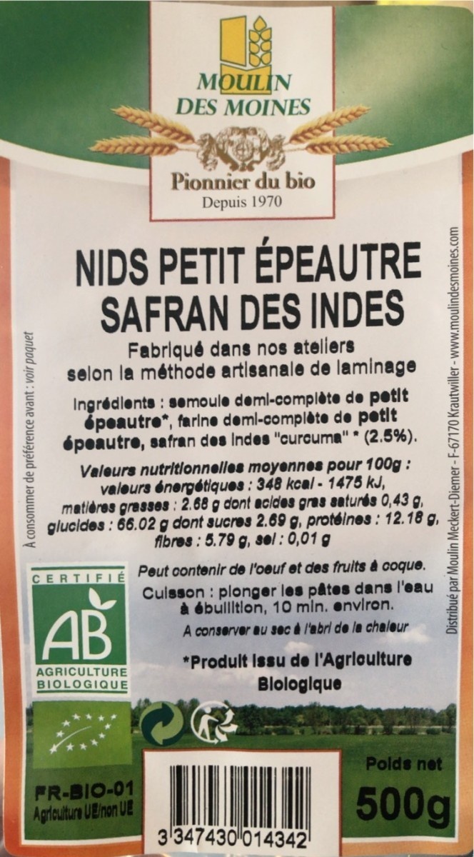 Nids petit épeautre safran des Indes