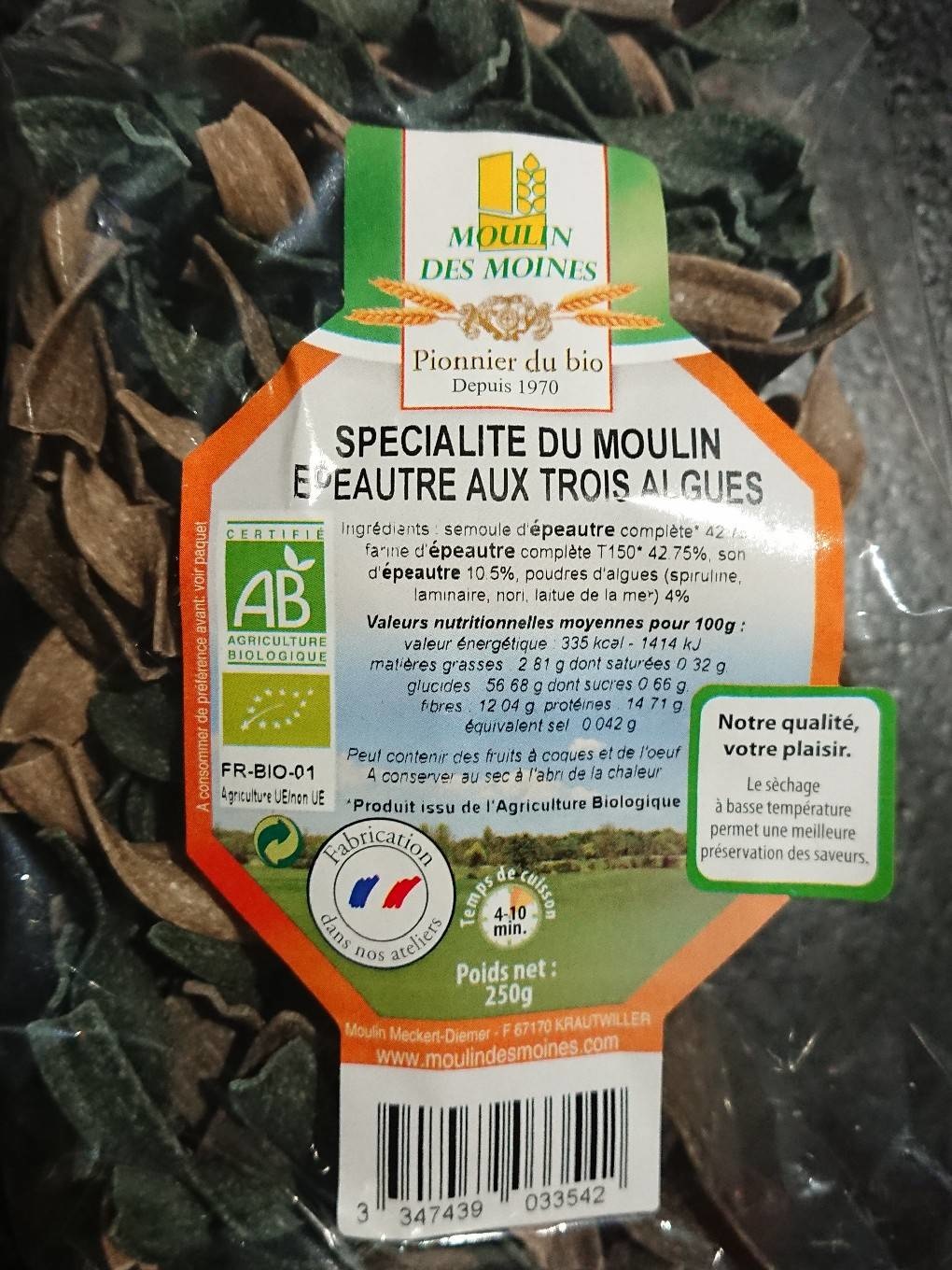 Spécialité du moulin épeautre aux trois algues