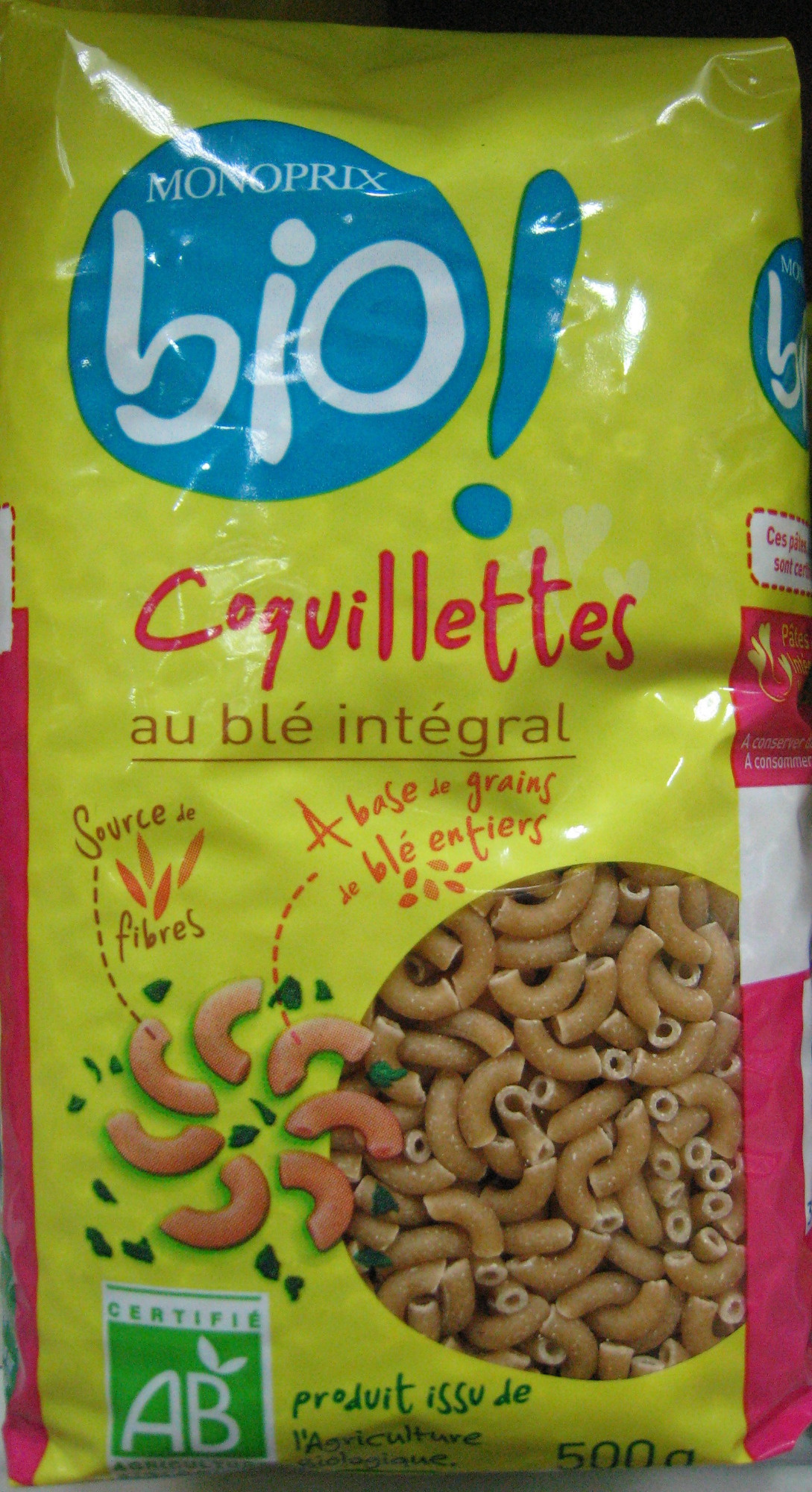 Coquillettes au blé intégral Bio