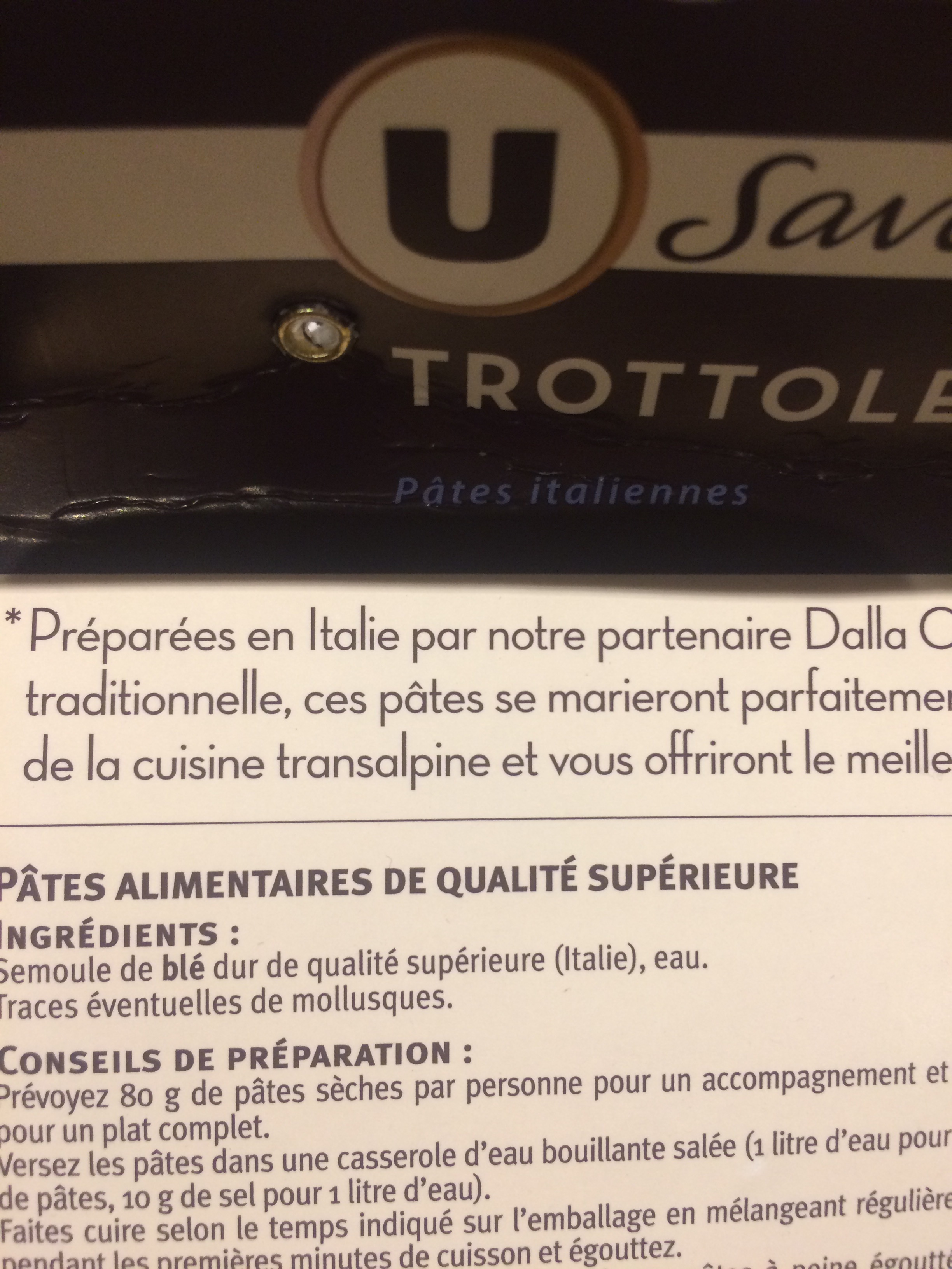 Pates trottole sachet de 500g