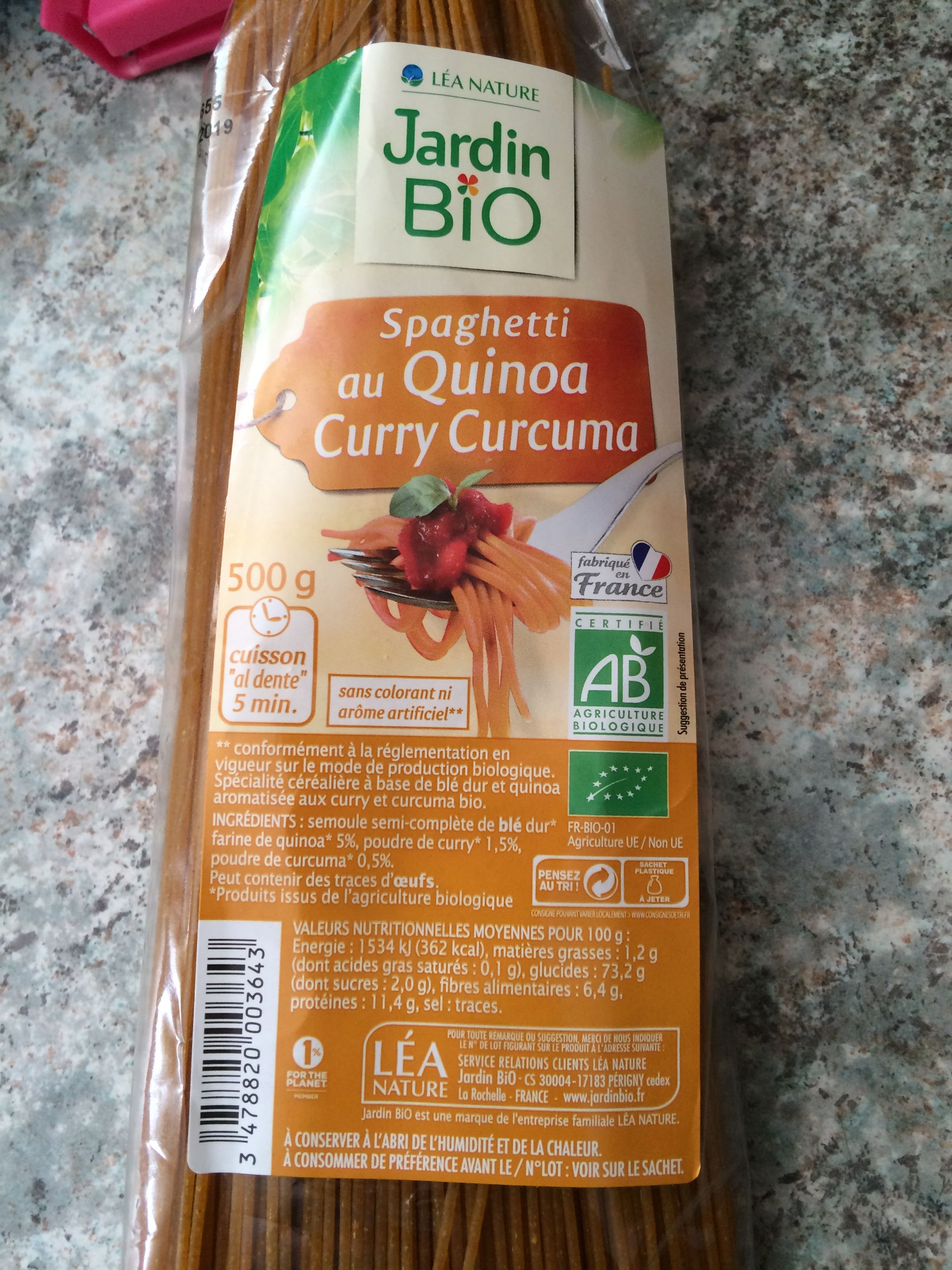 spaghetti au quinoa curry curcuma