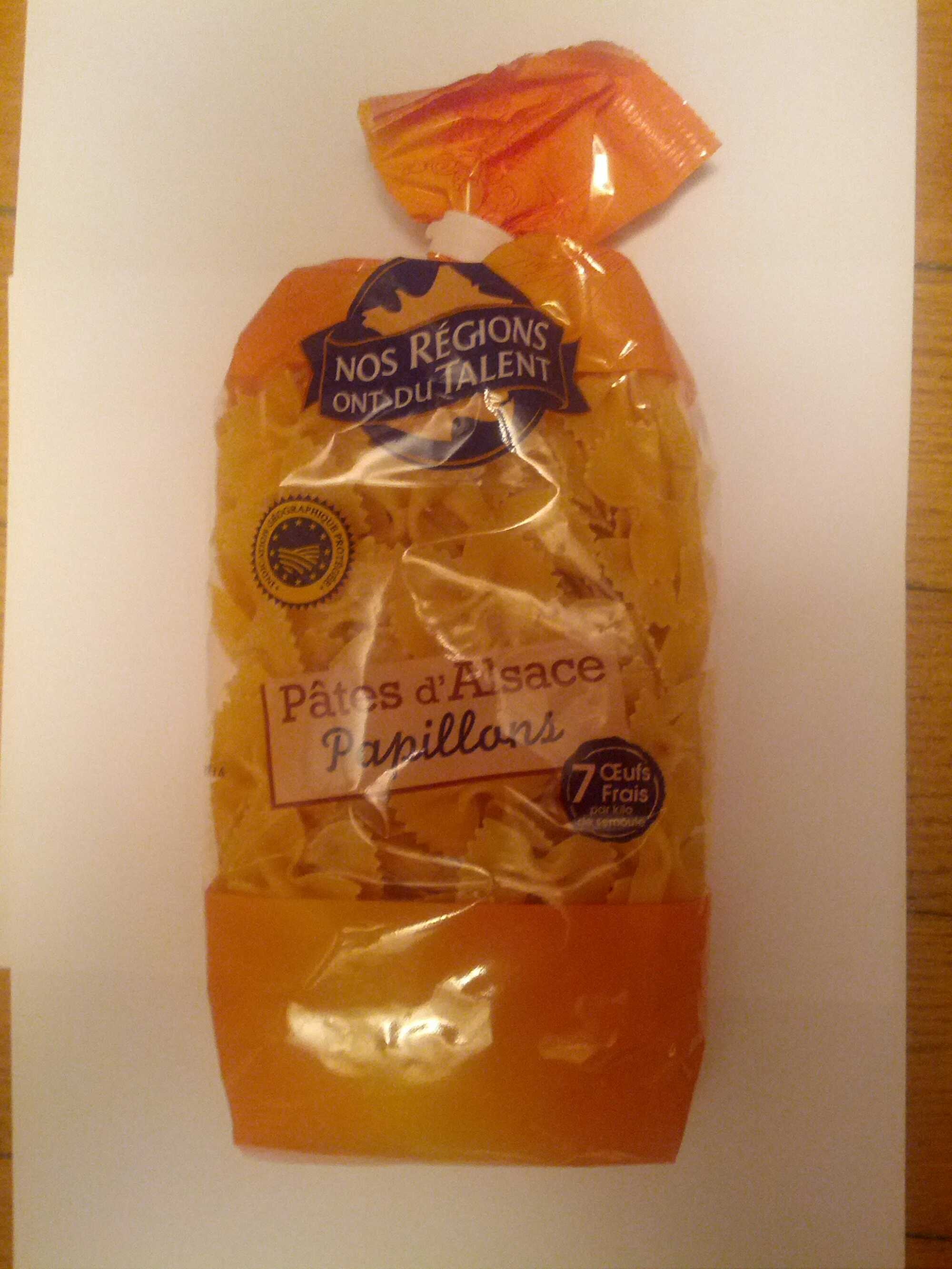 Pâtes d'Alsace Papillons (7 Œufs Frais par kilo de semoule)