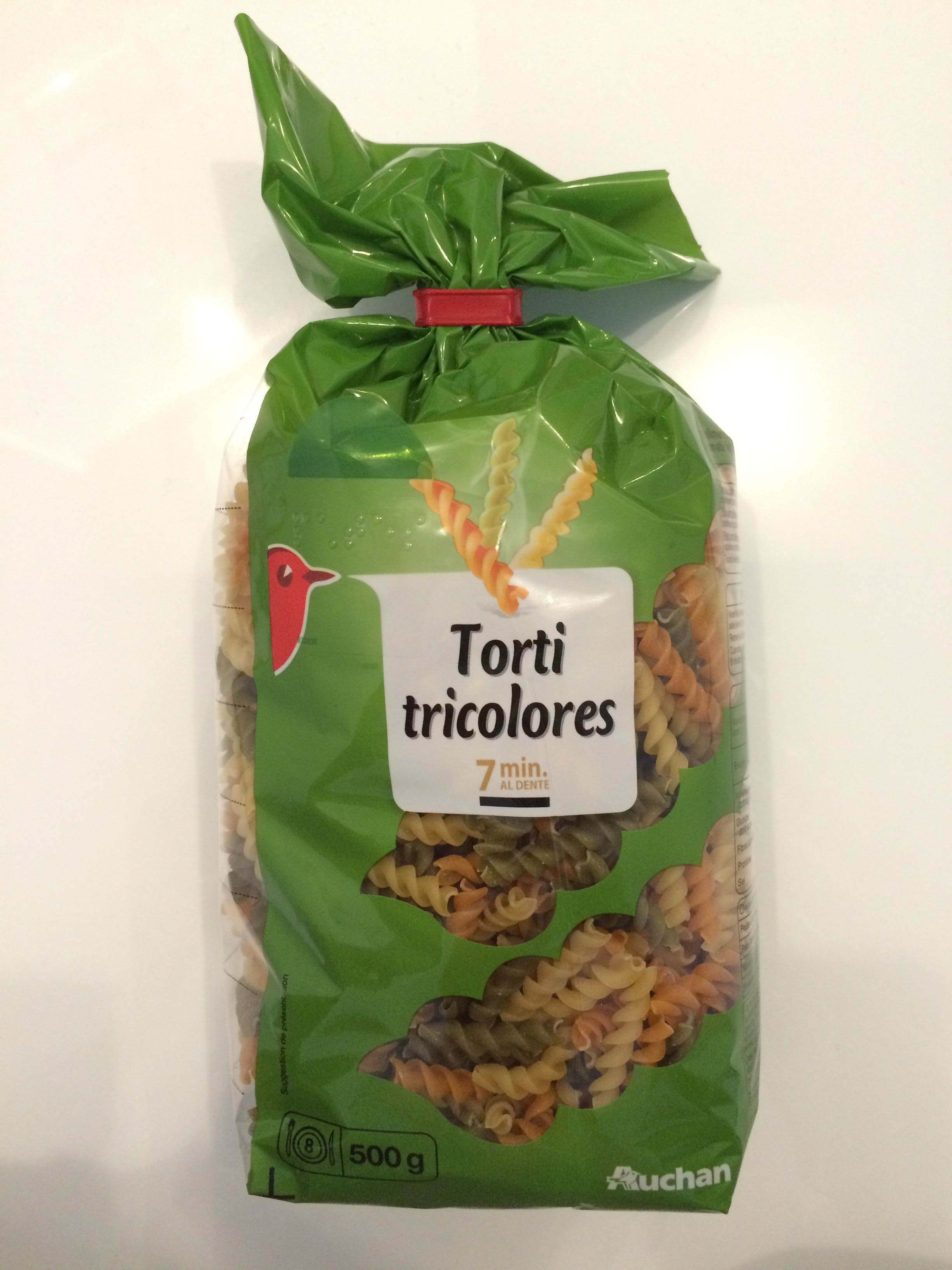 Pâtes torti tricolores de qualité supérieure