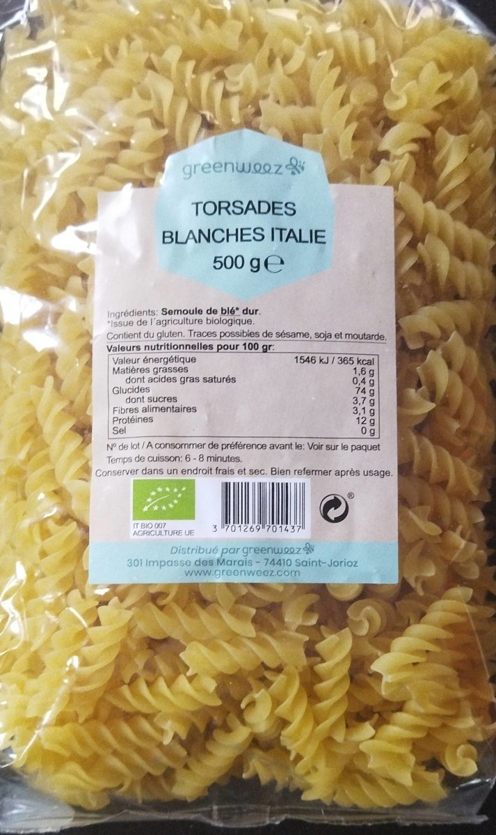 Torsades blanches bio Italie