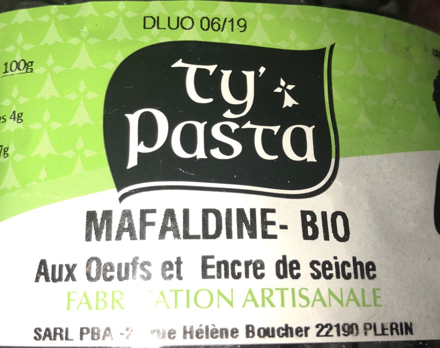 Mafaldine bio aux oeufs et encre de seiche