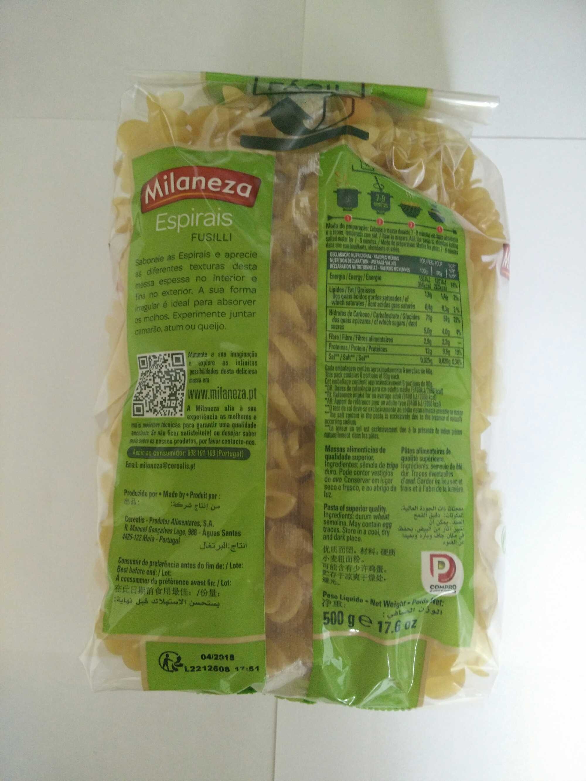 Pastas Espirais Fusili