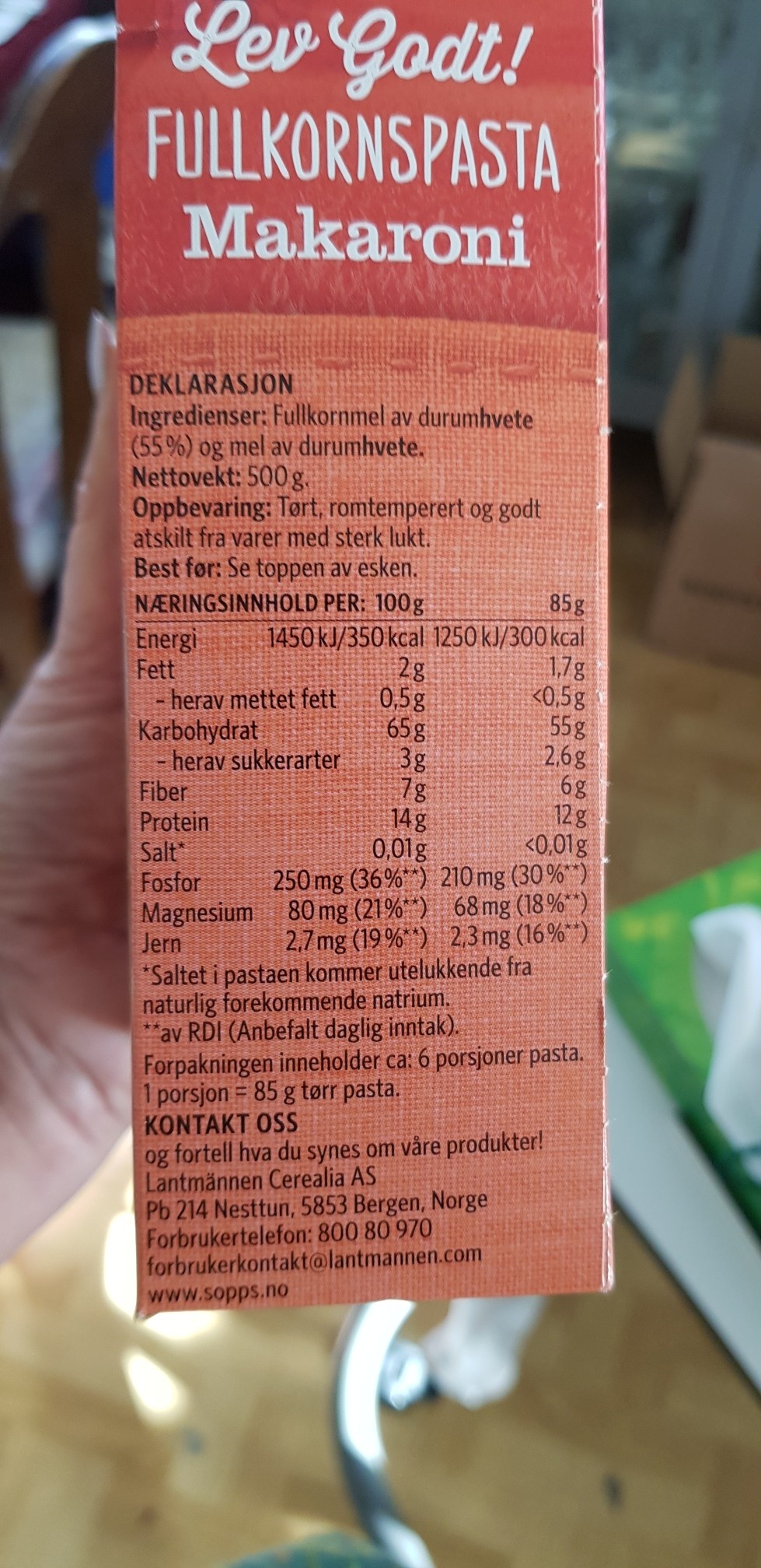Fullkorn Makaroni