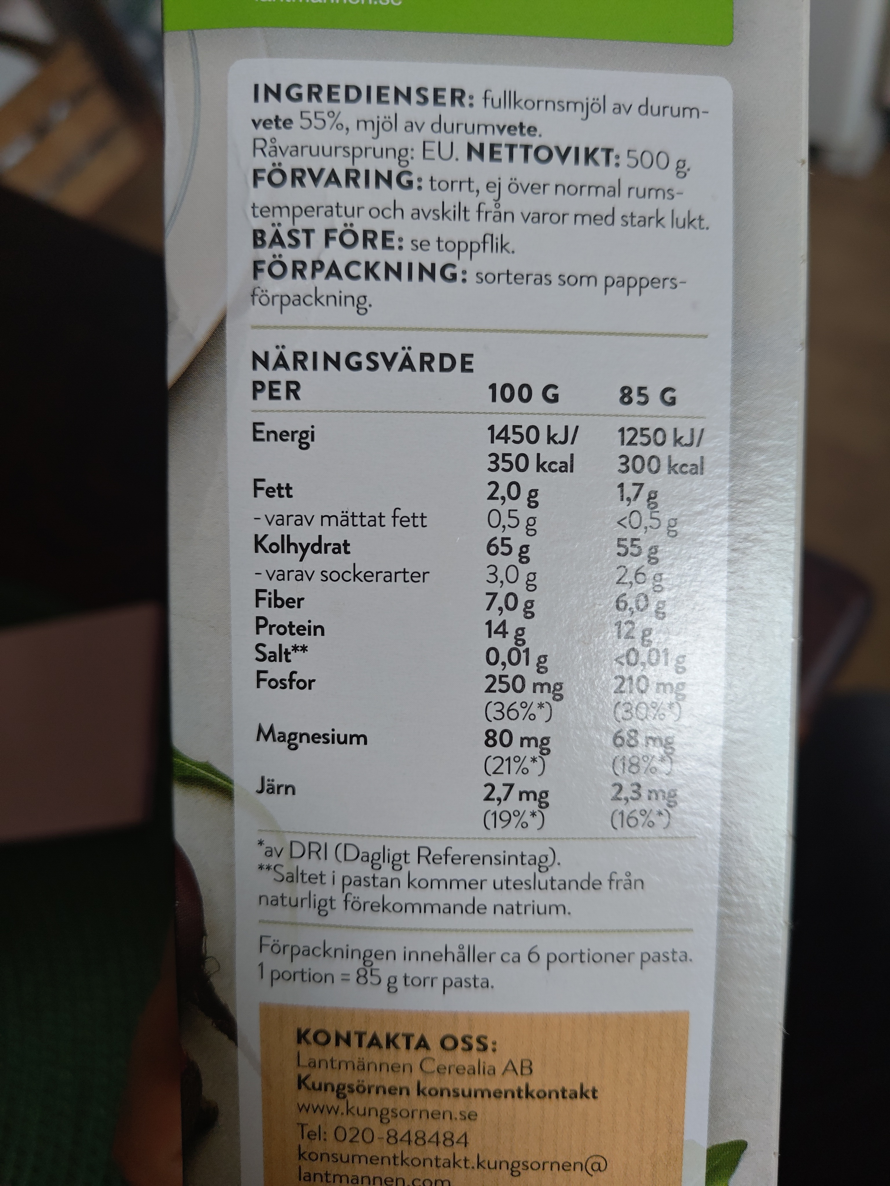 Fullkornspasta Fusilli