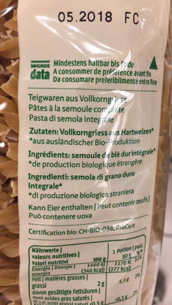 Spirales à la semoule intégrale