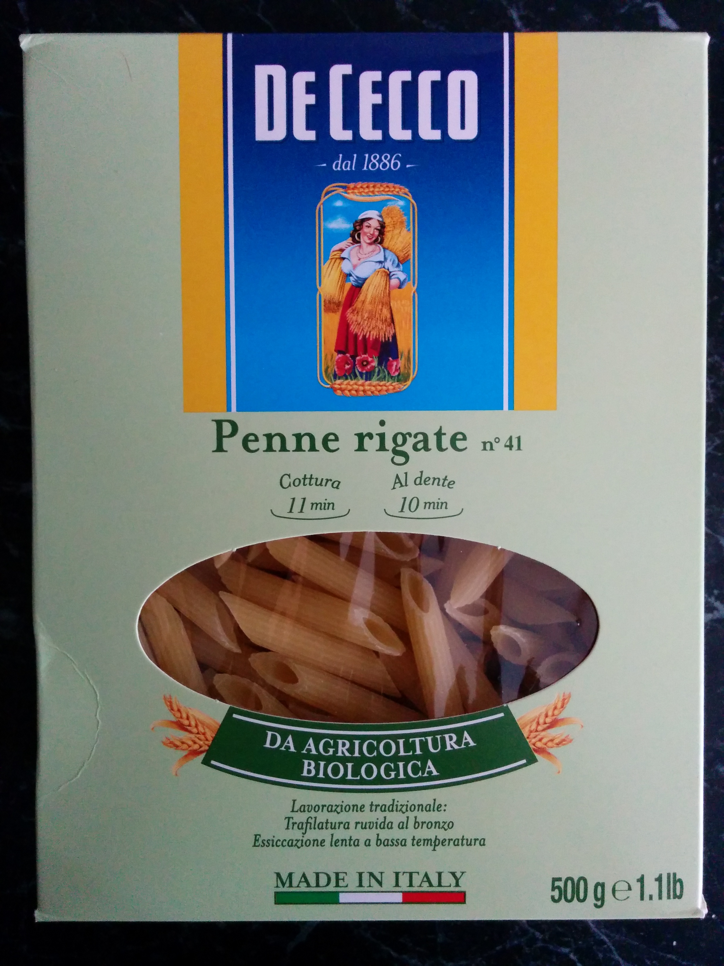 Penne rigate nº 41 Bio (Al dente 6 min)