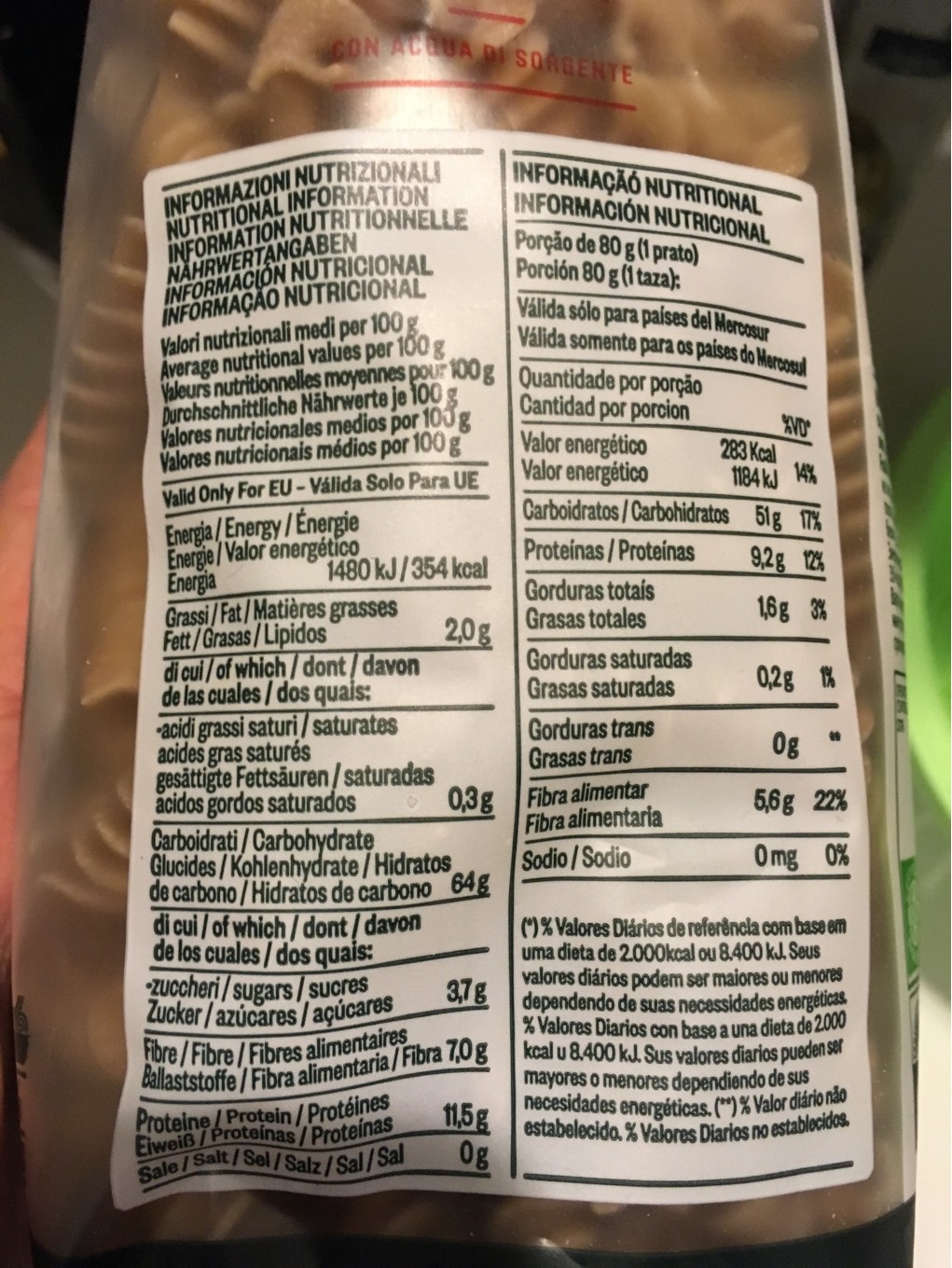 Nudeln Fusili Pâte alimentaires à la semoule