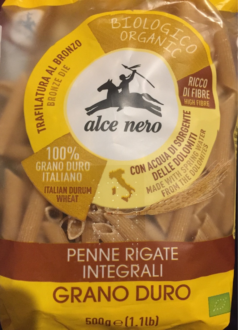 Penne Complètes Alce Nero [pâtes Biologiques] [sachet De 500G].