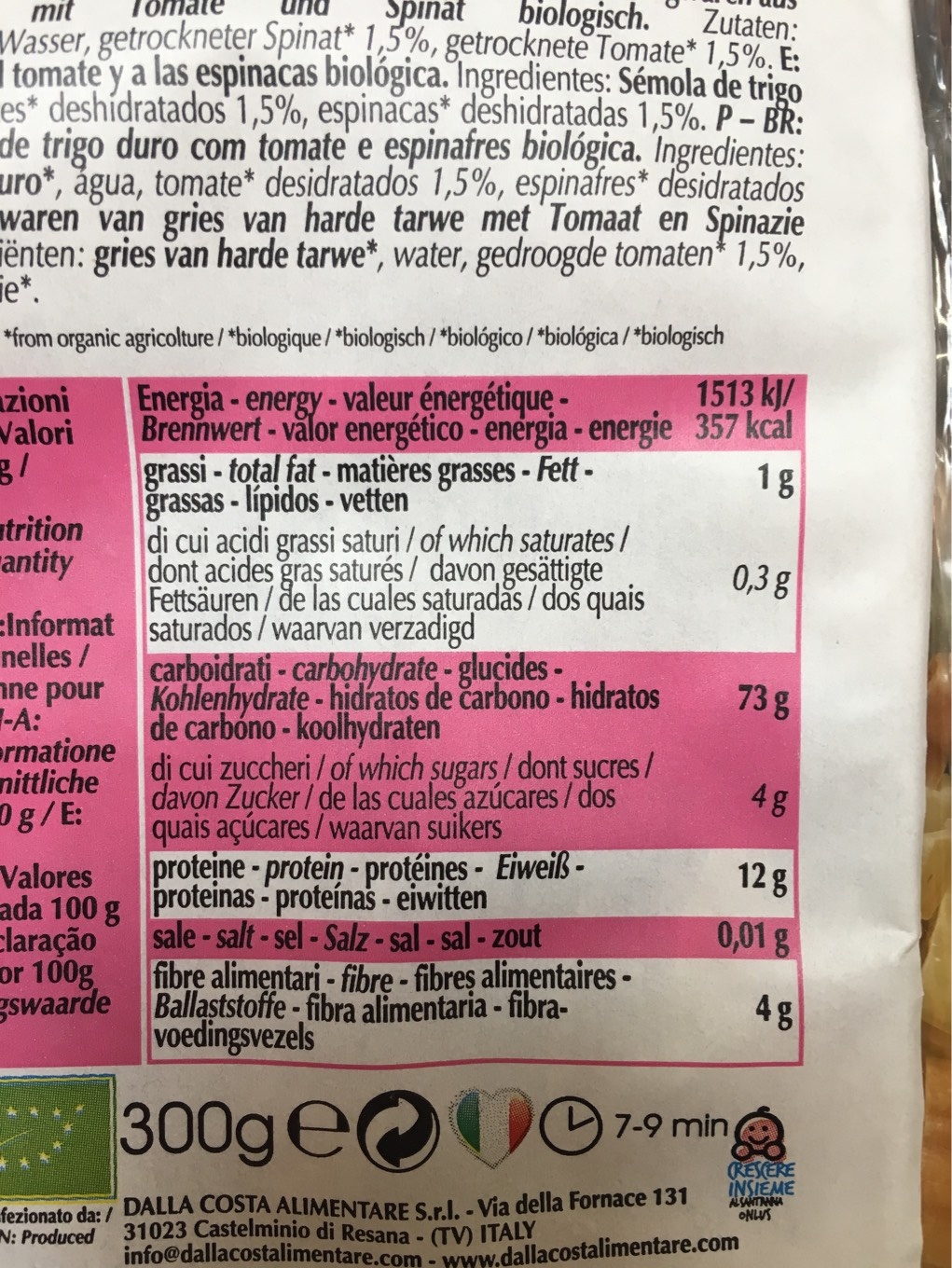 Pasta bio