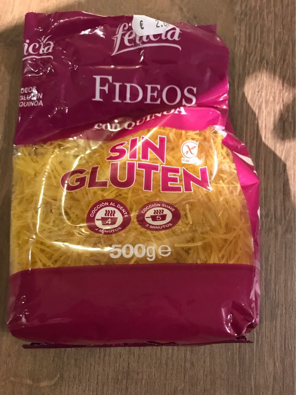 Fideos con quinoa sin gluten