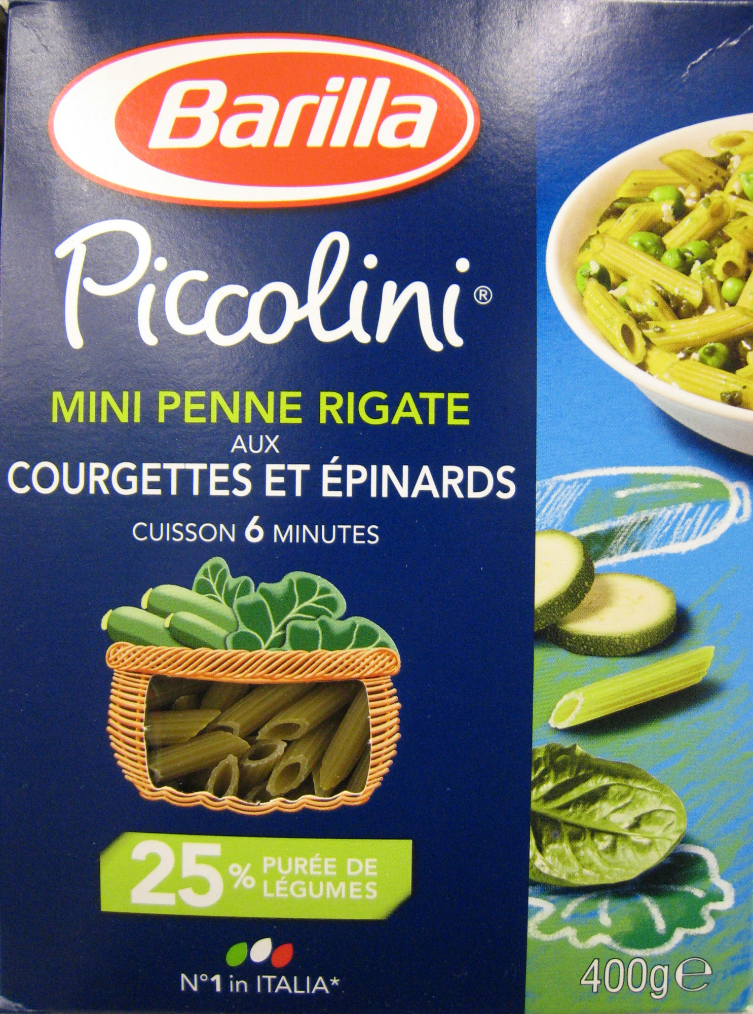Mini Penne Rigate aux Courgettes et Épinards Piccolini