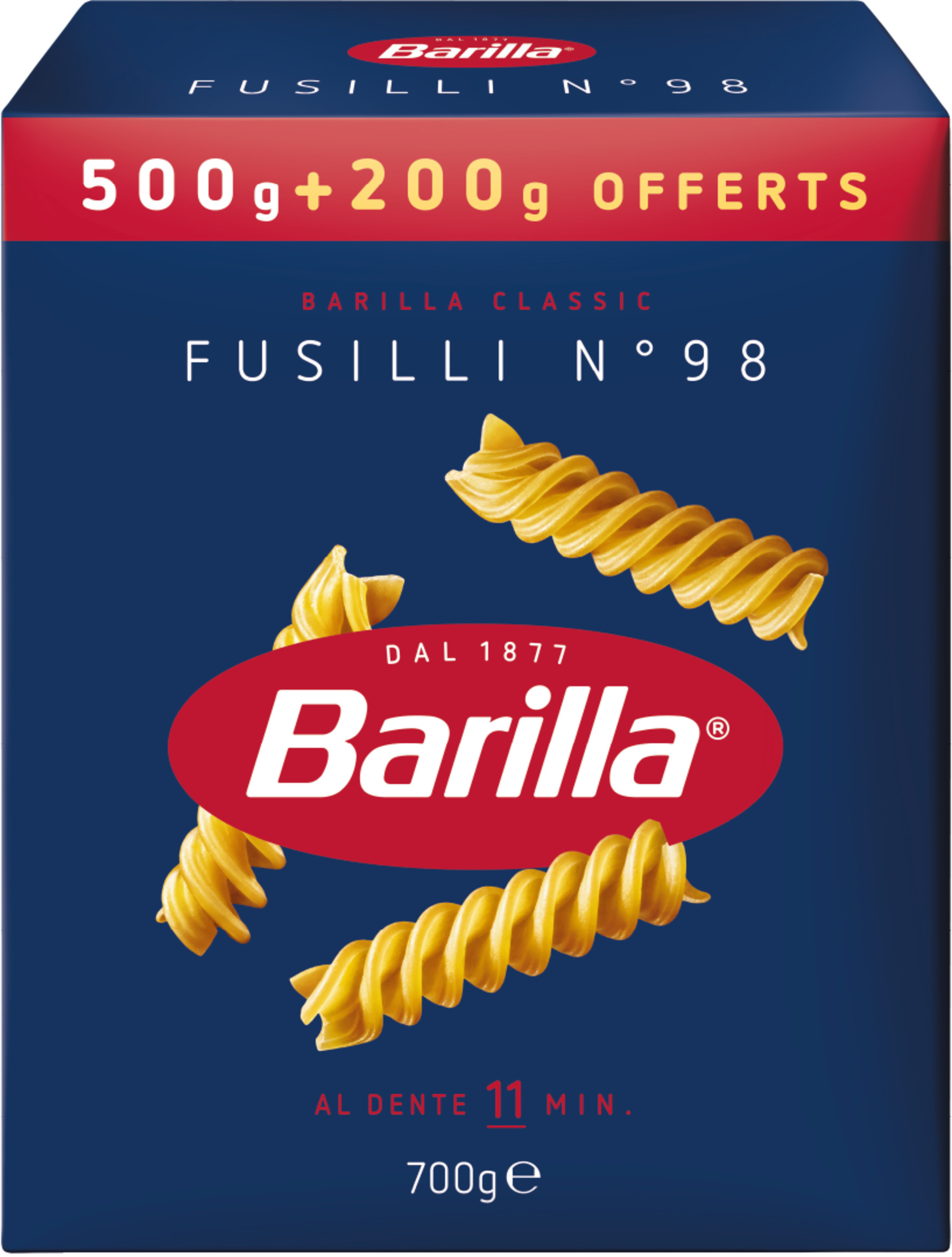 Barilla pates fusilli 500g+200g offert
